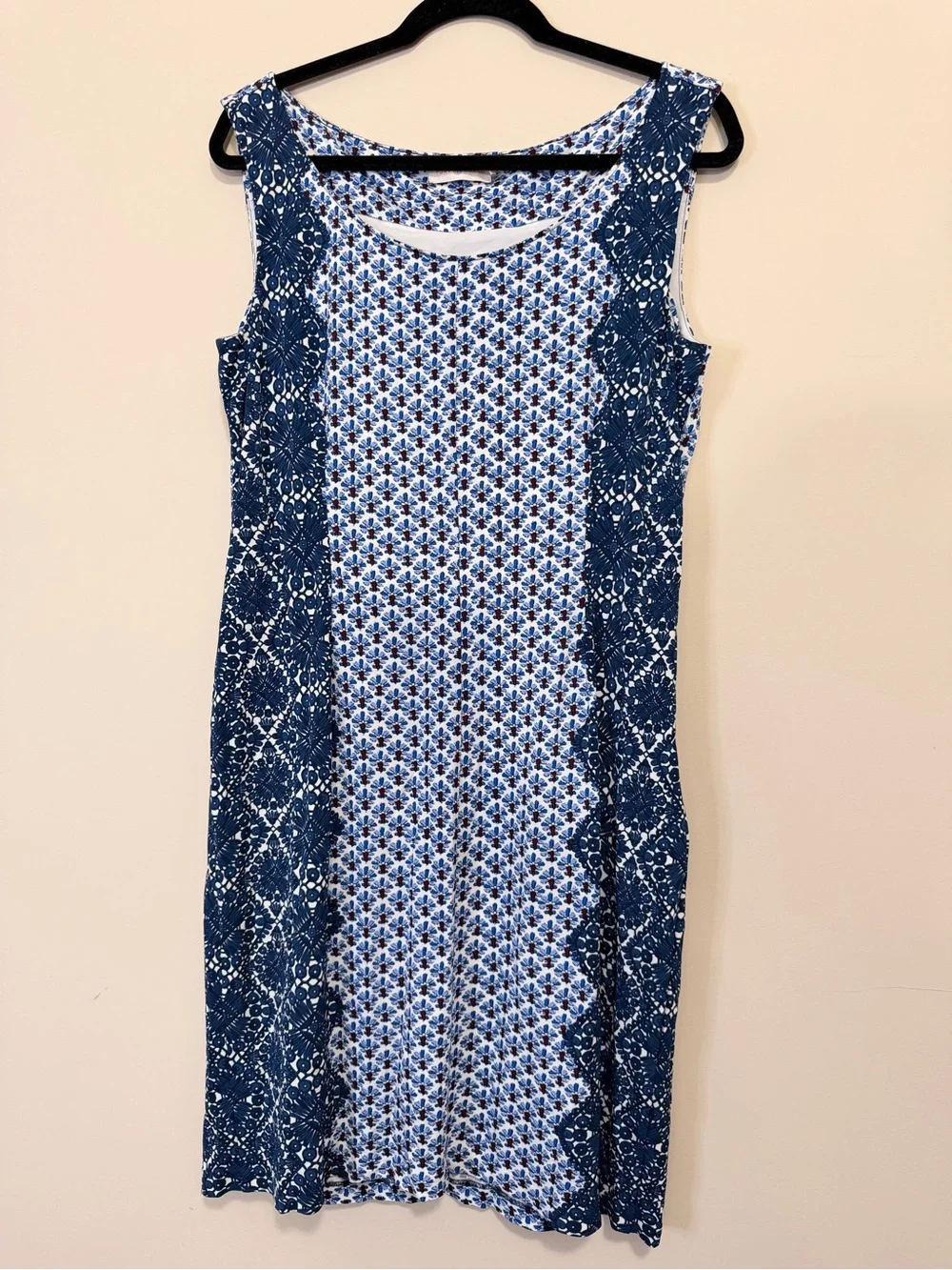 Tory Burch Porter Dress - Navy and White Printed Sheath - Size L